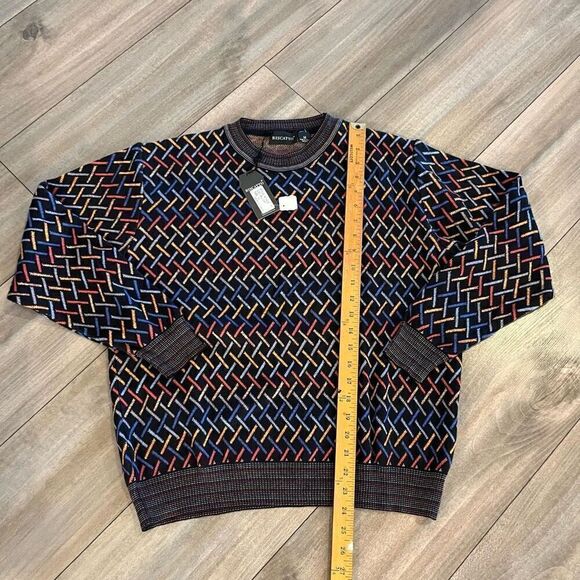 Riscatto Multi-Colored‎ Pattern Casual Crewneck Sweater Men Medium- NWT - Picture 4 of 5